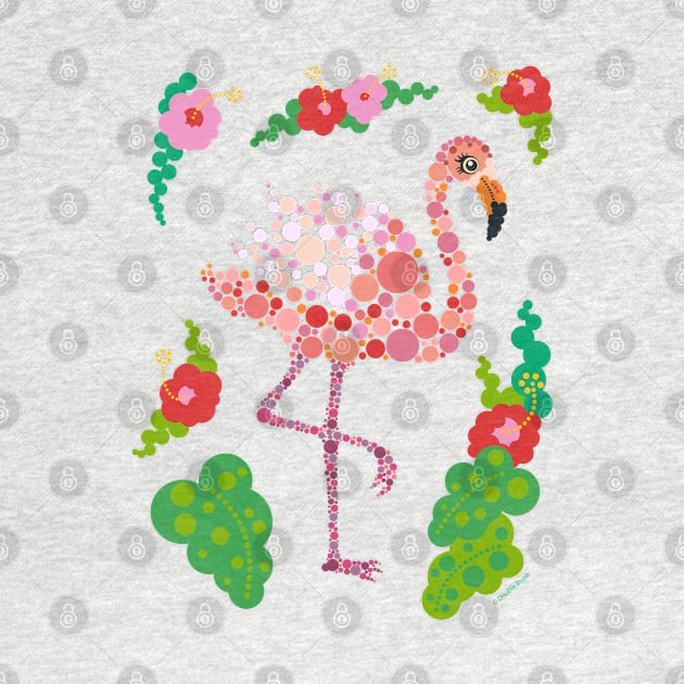 Pink Flamingo Graphic Design Circle Dots Bubbles by DoubleBrush